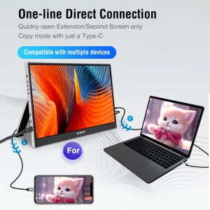 Anmite 14 inch Touch Screen Portable Monitor 1200P Compatible with Laptop Second Screen Gaming Extension Monitor for Mac PS5/4 PC Raspberry Pi