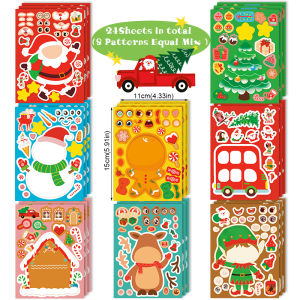 24Sheets Christmas Gift Stickers Santa Claus Snowman Reindeer Sticker Decoration Sealing Labels Xmas Party Wrapping Supplies