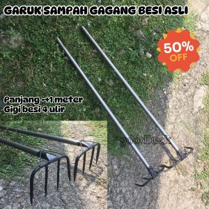 Alat pembersih serbaguna-Garuk got dan sampah-Alat berkebun-garukan sampah gagang besi premium-gagang besi super