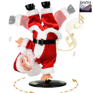 Singing Dancing Santa ClausChristmas Animatronics Musical Santa Claus Inverted Rotating Santa Animated Christmas Plush Toys Decorations Indoor for Kids