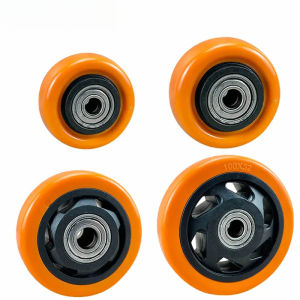 PU Replacement Caster Wheels with Double Bearings Orange Color High Load Capacity Wear Resistance Furniture Wheels