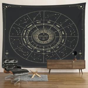 ผ้าแขวนผนังลายดวงดาว VIKAMA ลายกลุ่มดาว จับคู่สีสันลึกลับ ตกแต่งผนังห้องนั่งเล่น ห้องนอน