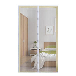 Automatic Magnetic Mesh Door Screen White Black Polyester Insect Mosquito Protection Easy Self-Sealing for Bedrooms Balconies