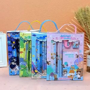 Indo - Stationery Set / Alat Tulis Set 6 in 1 Hadiah Souvenir / Paket Alat Tulis + Dompet Anak / Alat Tulis Set Karakter