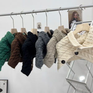 Scarf Womens Winter New Outerwear Pullover Scarf Womens Pure Color Cable Stitch Korean Style Easiest for Match Bandana Thermal Knitting Shawl