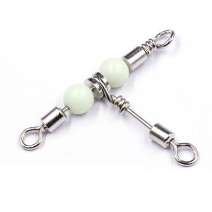 Sea Fishing Connector Fishing Swivels 3 Way Rolling Swivel Stainless Steel Luminous Bead Fishing Line Connecting Ring Strengthen