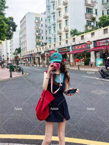 Cool Street Style Womens Sleeveless Vest And Pants Set Fashionable Age-Defying Look Short Sleeve round Neck Two-Piece Suit