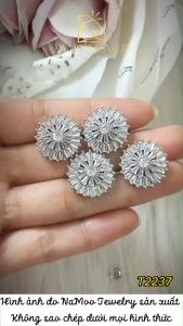 Khuyên Tai Thời Trang T2237 Mạ Bạc Mặt Tròn Đính Đá Siêu Xinh Cho Chị Em
