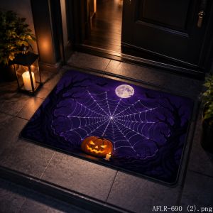 VIKAMA Halloween Pumpkin Doormat Non-Slip Easy Clean Mat Spooky Welcome Rug Scary Indoor Outdoor Carpet Holiday Home Decor