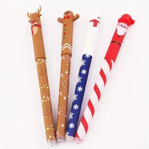4 Types of Christmas-Themed Erasable Gel Pens Featuring Designs of Santa Claus Snowmen Reindeer Gingerbread Erasable Pens