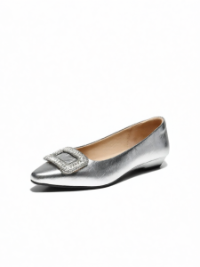 Belle | Crystal Buckle High Heel Wedding Flats