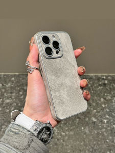 Premium Denim Texture Cement Grey  16ProMax Phone Case Full Cover Lens Film 15Promax 14PM Anti-Fingerprint Womens 12PM Protective Cover