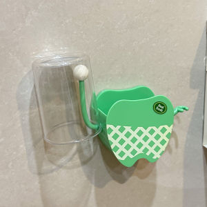 Creative Wall-Mounted Toothbrush Cup Holder Home Bathroom Accessories Plastic Storage Shelf for Toothpaste Toothcup Drainage Function