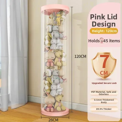 Transparent Cylinder Doll Storage Bucket Plush Toy Box Large Doll Figurine Storage Wonders Childrens Organizer Basket