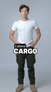 Equine Celana Cargo Pants Panjang Pria Green Army American Twill