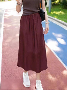Elegant Satin Acetate Mid-Length Skirt