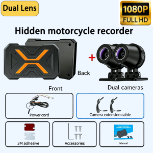 Full HD 1080P Dual Lens Motorcycle Dash Recorder IP67 Waterproof WiFi Connect Smart Anti-Shake Outdoor Sports Motorbike Dash Cam