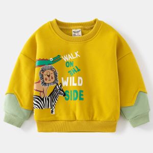 Spring Autumn Thin Fleece Sweatshirt Boys Integrated Fleece Jacket Childrens Upper Apparel Cotton Polyester Blend Comfortable