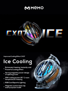 MEMO CX07 Phone Cooler Mobile Gaming Cooling Fan Back Clip Handphone Radiator