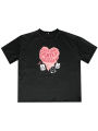 Chubby Girl 100.00kg Summer Heart Short Sleeve T-Shirt Plus Size Loose Oversize Couple Trendy Student Tops Women's Clothing. 