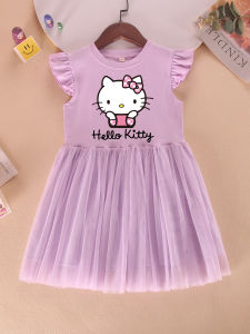 Hellokitty Kids Cotton Vải Bông Đầm Girls Summer Fairy Tay Pure Cotton Vải Bông Đầm Em Bé Girls Trang Phục Mùa Hè Ren Princess Đầm