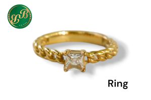 BBแหวนสแตนเลสลายโซ่เพชรเหลี่ยม