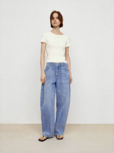 URLAZH | Vintage Faded Flared Blue Embellished Denim Pants