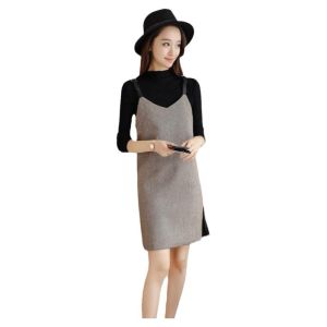 Fall Winter Knitted Slim Fit Base Shirt Skirt Set Elegant Ageless Small Size Dress Two Piece Set Commute Style High Waist H Version