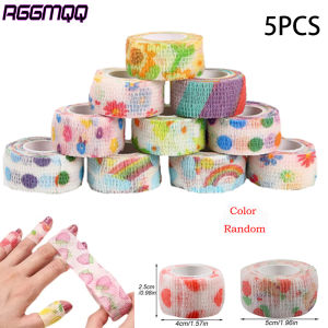 5 Pcs/Lot 2.5cm Wide Self Adhesive Bandage WrapColorful Athletic Elastic Cohesive Bandage for SportsKnee & WristAnkleWork