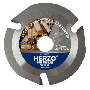 HERZO 115 3 Teeth Wood Carving Disc 4.5 Inch for Angle Grinder Circular Saw Blade