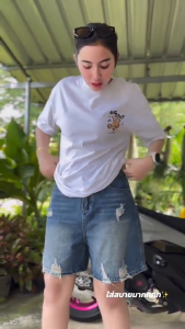 กางเกงยีนส์ขาสั้น 5 ส่วน เอวสูง สไตล์ฮ่องกง ใหม่! ทรงหลวม ใส่ดูผอม ใส่ได้ทุกแบบ