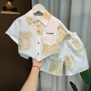 Cool Handsome Boys Summer Shirt Set Short Sleeve Thin Cotton Clothes Baby Outfit Casual Style Two-Piece Suit for Toddlers And Kids
