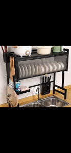 Center Point Metallic Dish Cabinet Rack Multi-Functional Sink Rack Dustproof Drain Rack With Cabinet Door