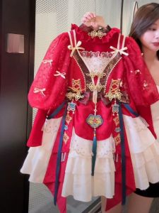 Lolita Birthday Girl Dress Childrens Autumn Winter High Waist Cotton Blend Long Sleeve mid Length Princess Skirt Fashionable Baby Clothes