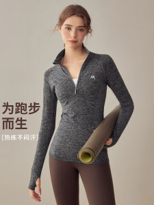 Lanwen Half Zipped Sports Coat Women Running Training Workout Clothes Linen Yoga Jacket Silm Stand Collar Jacket