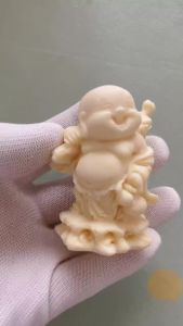 Laughing Buddha Statue Resin Happy Buddha Figurine Feng Shui Lucky Charm Ornament for Car Dashboard Office Desk Home Decor