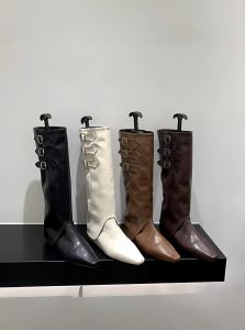 Removable High-Tube Boots Womens Fashion Short Boots Medium Heel Pointed Toe Spring Autumn New Style Two-Way Wear Rubber Outsole