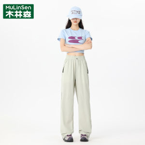 High Waist Loose Womens Casual Pants Summer Trend Sporty Wide Leg Pants Slimming Effect Casual Trousers for Ladies