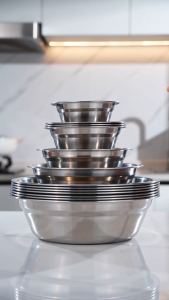 Stainless Steel Bowl Set 14-28cm - Food Grade Soup Bowls Non-Magnetic Rice & Noodle Bowls for Home Canteen & Baking