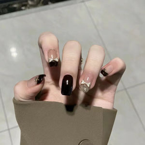 MONLEYTA | Nhựa móng tay thủ công Pure Handmade Nail Art 2025 Mẫu mới Mùa thu đông Cảm giác cao cấp Móng ngắn và trung bình Móng tay dán hoàn thiện