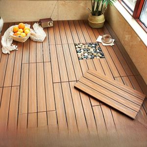 Outdoor Interlocking Plastic Wood Floor Tiles Balcony Bathroom Mat Eco-friendly Anti-corrosion No-beam Patio Courtyard