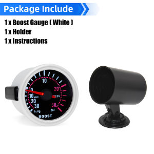 RYSJM | Universal 2" 52mm Turbo Boost Gauge -30~30PSI Smoke Lens 12V Petrol Racing Car Boost Pressure Indicator Meter Auto Boost Meter