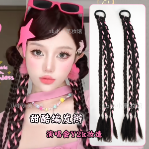 Băng Đô Giả Nhiều Sợi Nhiều Màu Cho Nữ Phụ Kiện Tóc Cho Lễ Hội Âm Nhạc Boxing Colorful Hot Bé Gái Double Tail Cool Sweet Dirty Braid