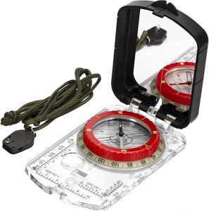 Survival Compass with Sighting Mirror Adjustable Declination & Clinometer Multifunctional Gear for Outdoor Camping Hiking