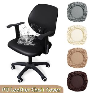 PU Leather Chair Cover Office Chair Stretch Seat Cushion Cover Waterproof Dining Chair Covers