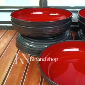 1 LUSIN Piring bulan 8 inch piring ramen bulat ulir mangkuks serbaguna