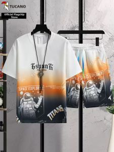 TUCANO | Gradient Color Casual Sports Icesilk Short Sleeve Set Men