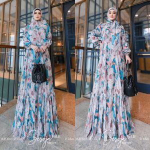 (20) OMEIRO SEROJA SENJA SHELLA Baju Dress Gamis Syari Seroja Series 2 By Omeiro. Nazra SHA