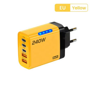 Sạc Nhanh 240W Đa Cổng 5 Trong 1 Tích Hợp Đèn LED 2 Cổng USB + 3 Cổng Type-C Tương Thích Với Nhiều Loại Máy Kèm Cáp Chuẩn UK EU US