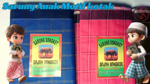 Kain Sarung anak laki Junior 5-12th untuk sholat-Sarung Tenun Gajah Bangkok Kotak-Aurora Store(COD)
